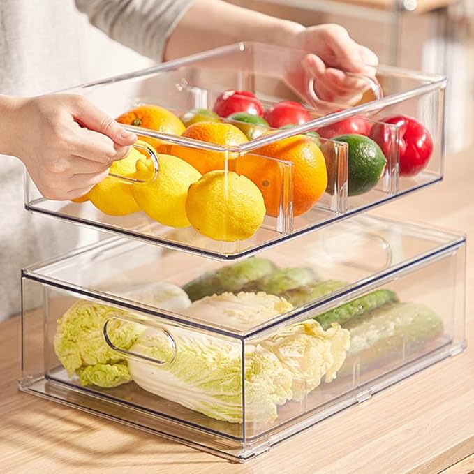 MineSign Stackable Fridge Drawer Pull-Out Bins