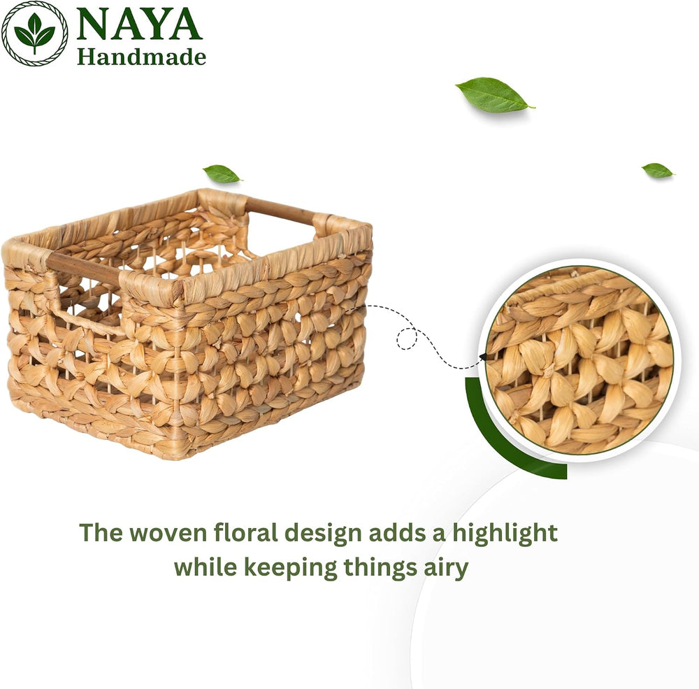 NAYA Set of 3M (11.6"x8,9"x6,9") Water Hyacinth Shelf Storage ...