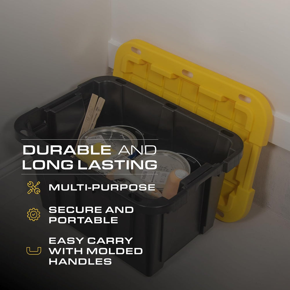 CX Heavy Duty 12-Gallon Stackable Plastic Storage Bins with Lids, 6 Pack
