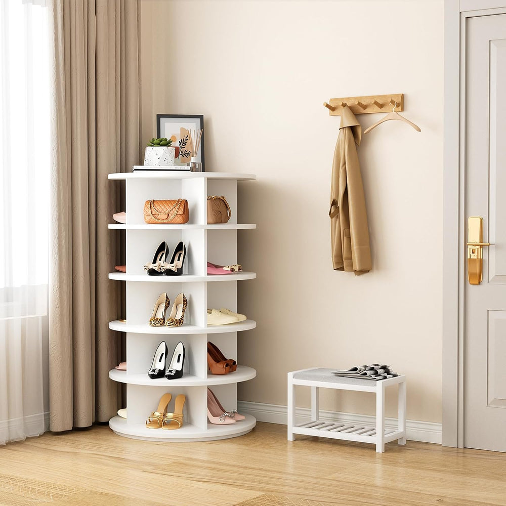 Rotating Shoe Rack 5 Tier Spinning Shoes Organizer Tower for 20-24 Pairs Lazy...