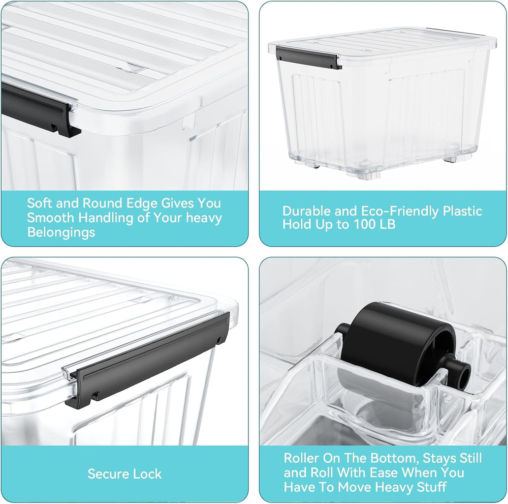 Nazhura 97Quart Plastic Storage Bin, Stackable and Nestable Storage Boxes wit...
