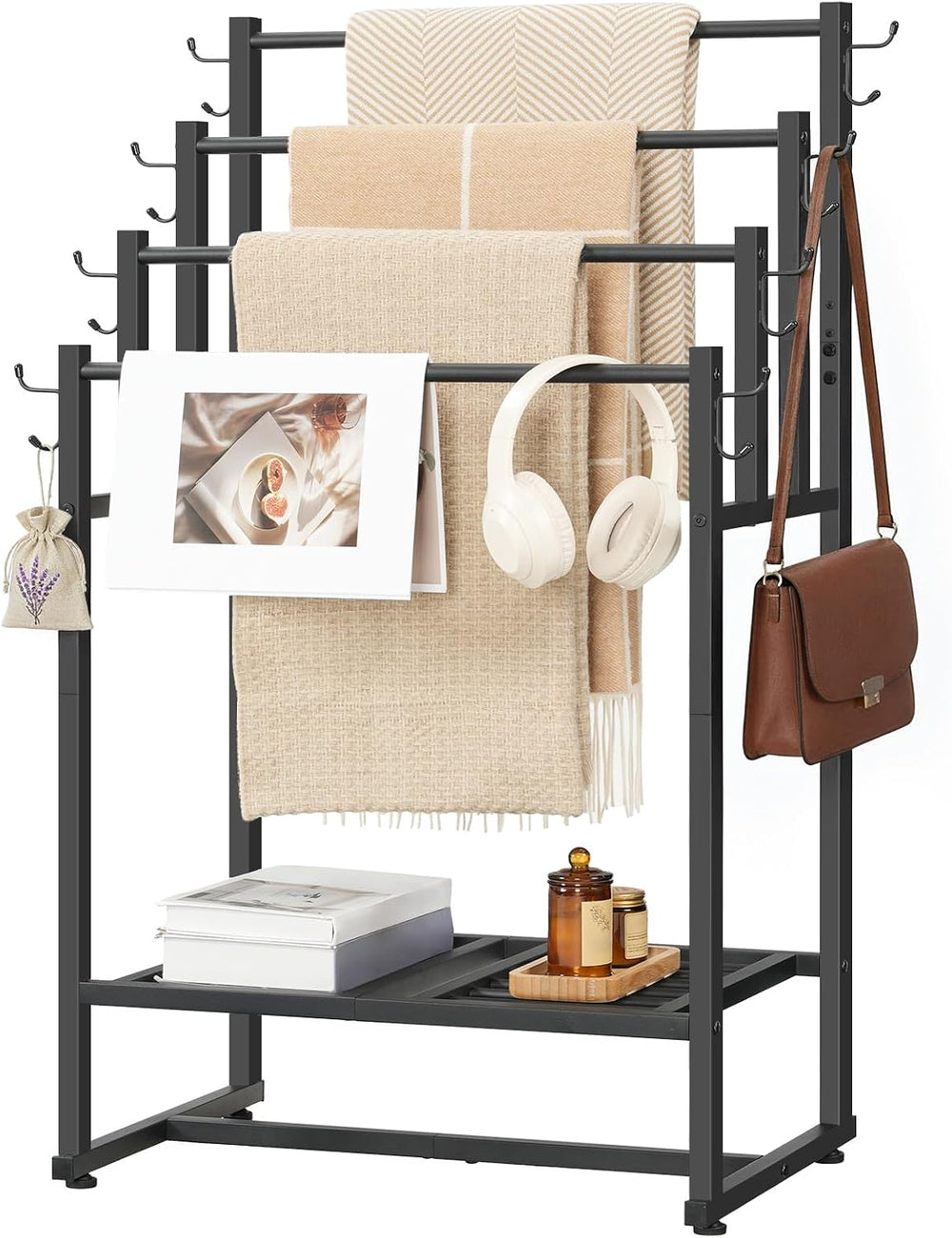 HOOBRO 4-Tier Free Standing Towel Rack for Bathroom, Blanket Rack Stand, 23.6...