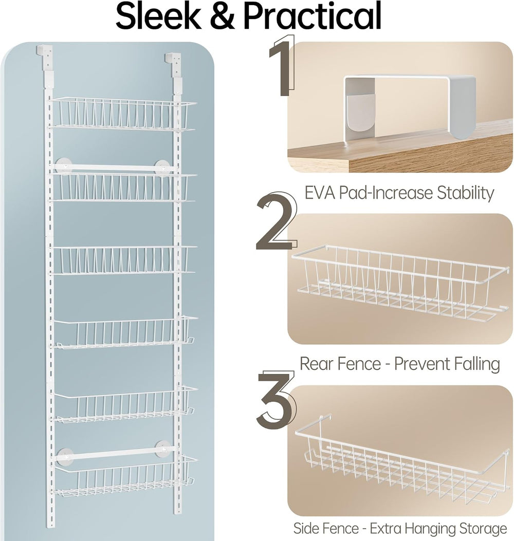 Delamu Adjustable Cabinet Door Organizer, 6-Tier Hanging Spice Rack Organizer...