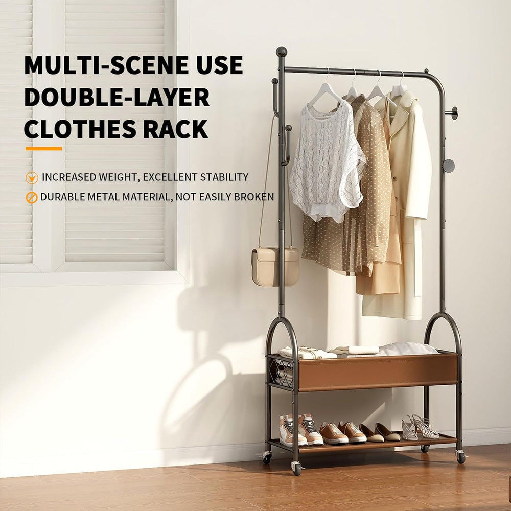 Portable Rolling Anywhere Clothes Racks for Hanging Clothes, Heavy Duty Metal...