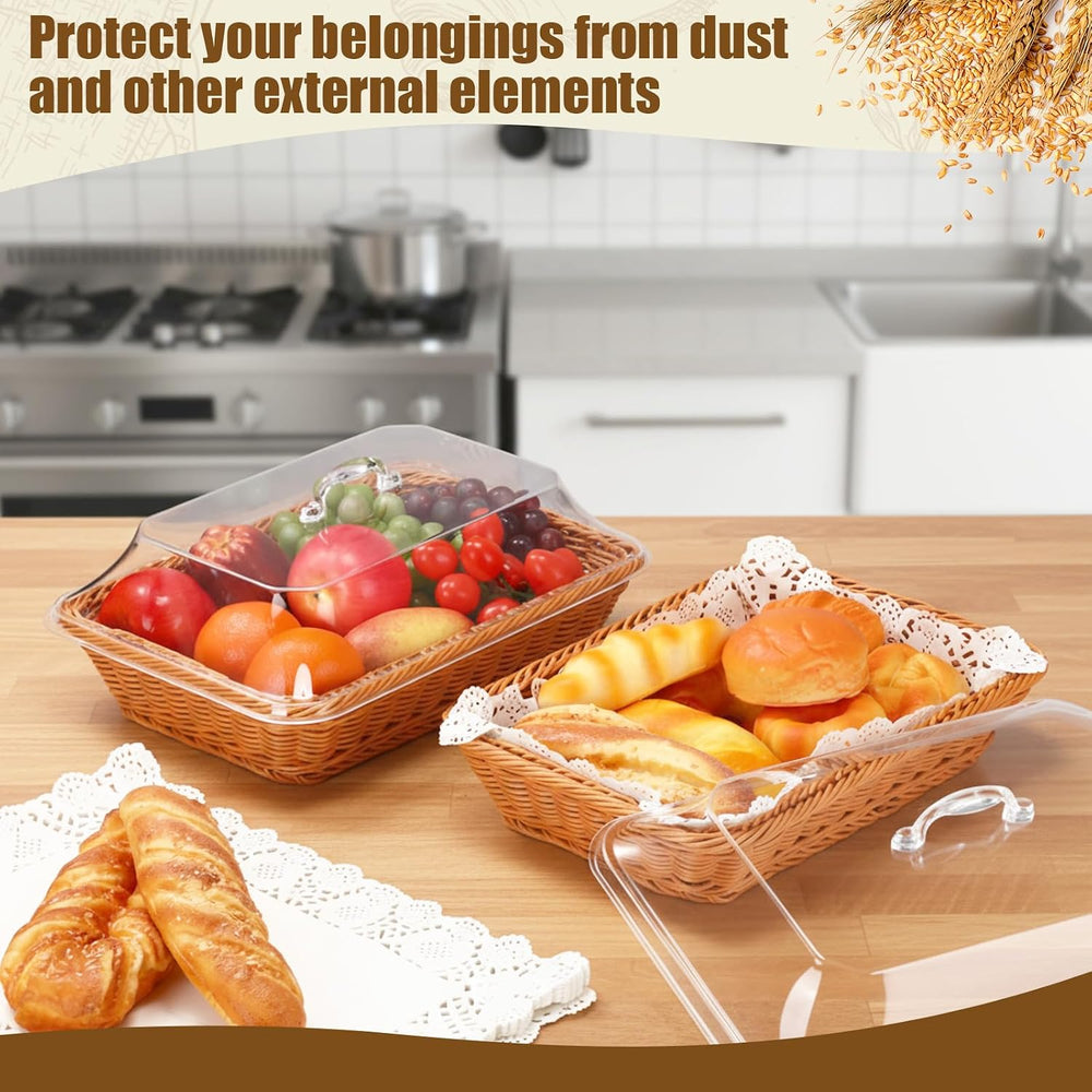 Mumufy 2 Packs Bread Baskets for Serving with Lid 14.17x10.24x2.56'' ...