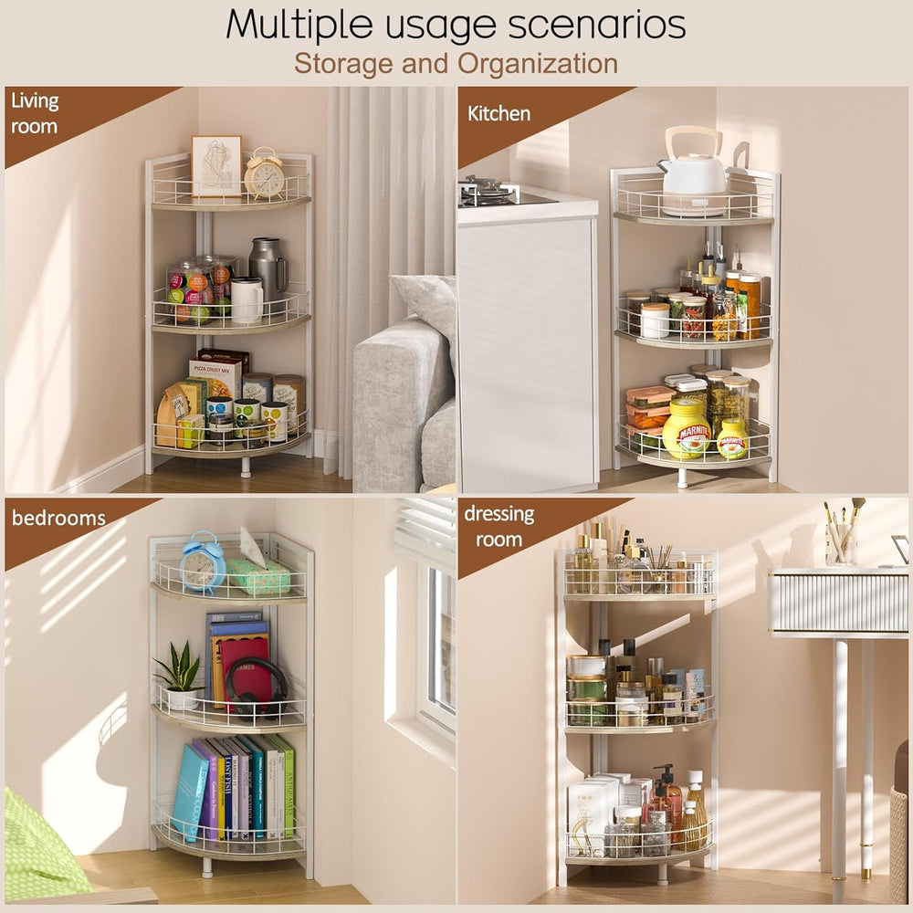 DAOUTIME Bathroom Standing Shelf, 3 Tier Free-Standing Shelf Units, Open Floo...