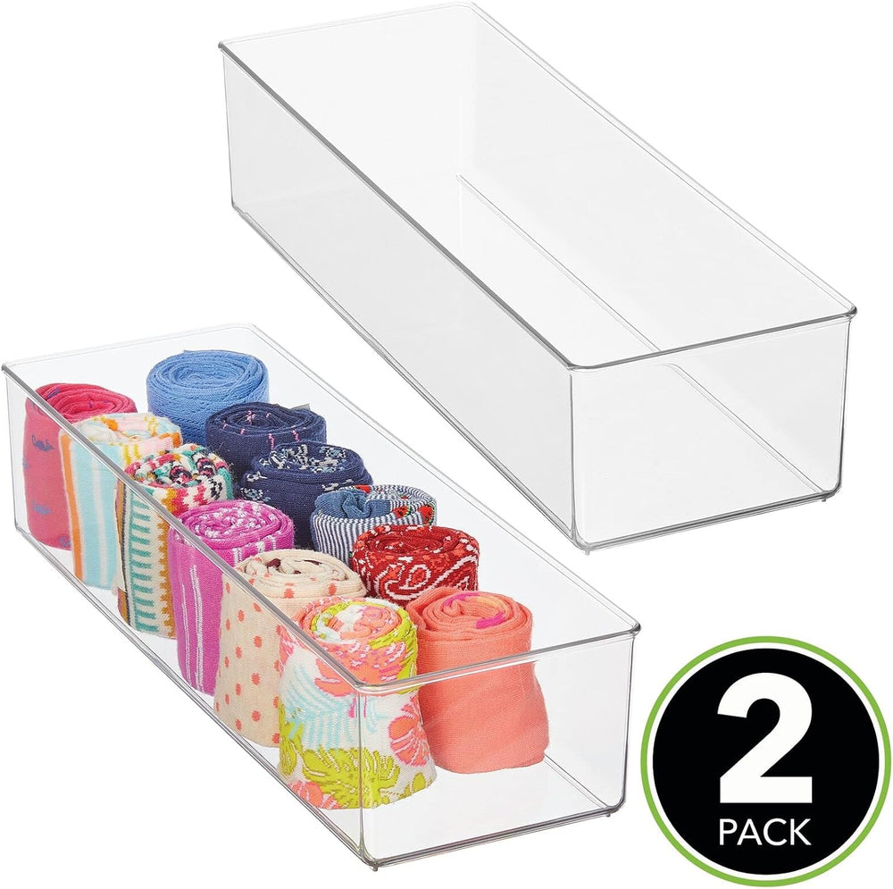 mDesign Plastic Drawer Organizer Box, Long Storage Organizer Bin Container; F...