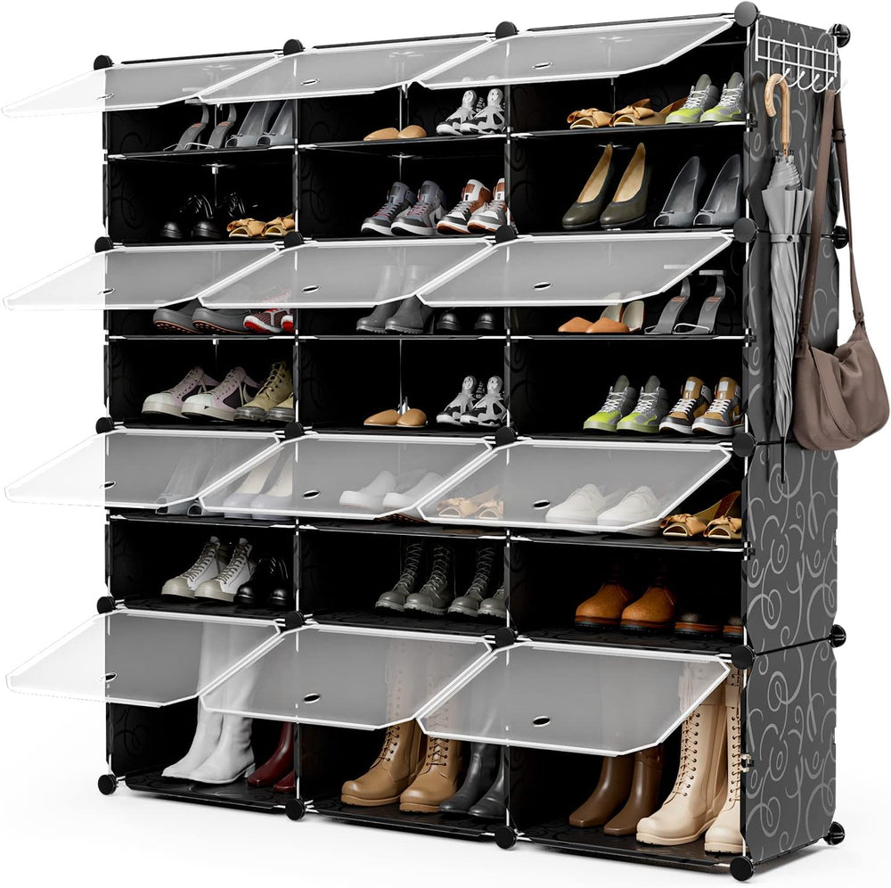 GOFLAME Portable Shoe Rack Organizer, 48 Pairs Expandable Modular Shoe Storag...
