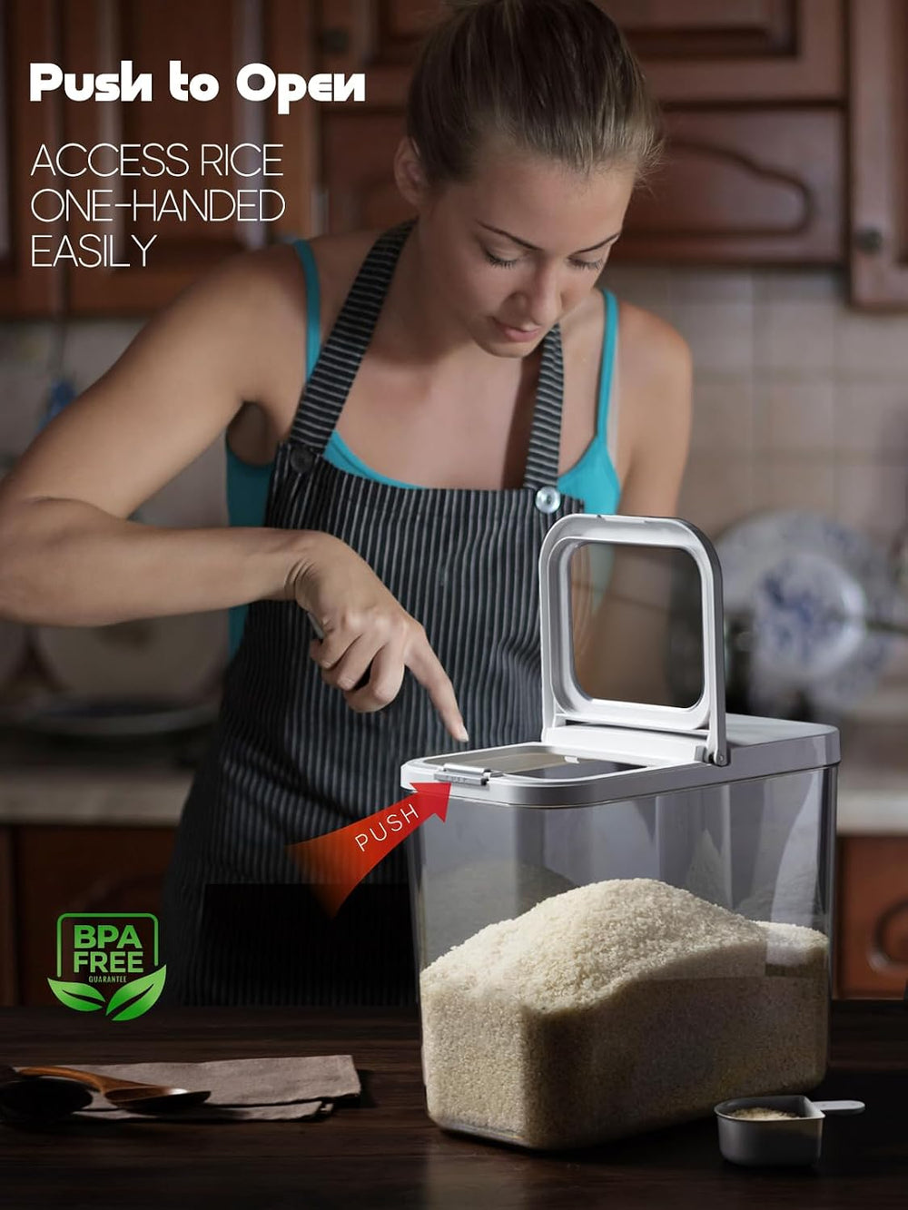 LivLab Mker 20-25 lbs Rice Dispenser with measuring spoon - Rice Container