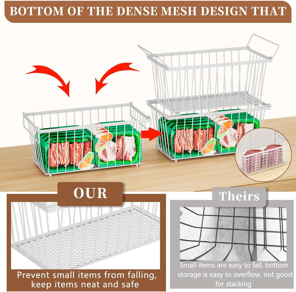 Enhanced Leak-Proof Bottom - Freezer Organizer Bins ,8 Pack Stackable Deep Fr...