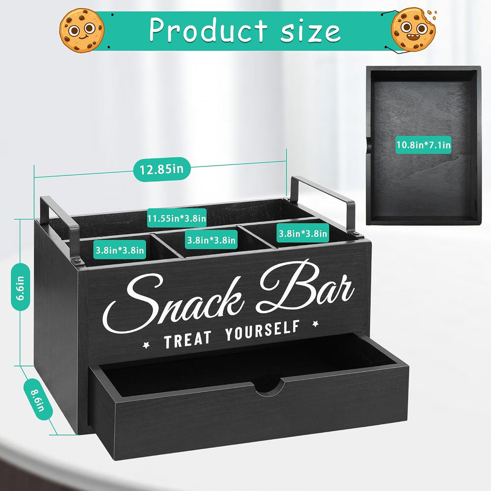 Snack Organizer for Countertop, Wood Pantry Storage Bins with Handles, Snack ...