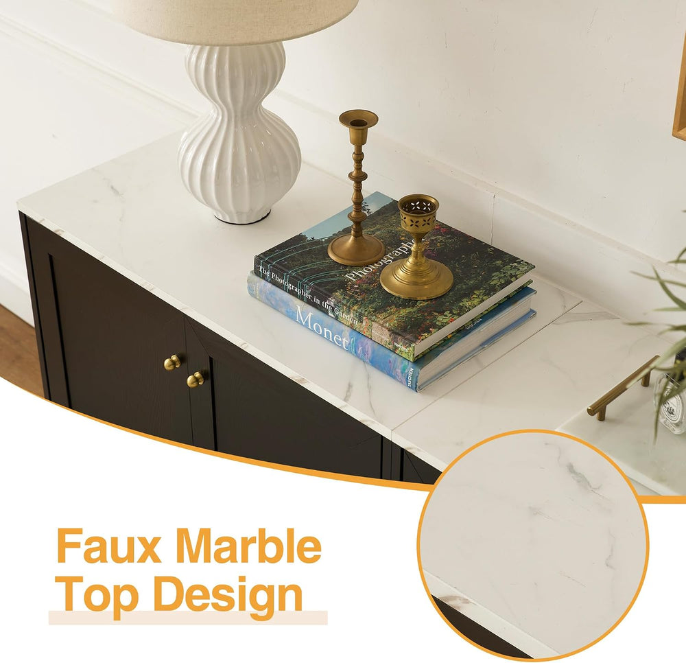 Storage Cabinets Set of 2 Credenza Buffets Adjustable Shelf WoodenTable Conso...