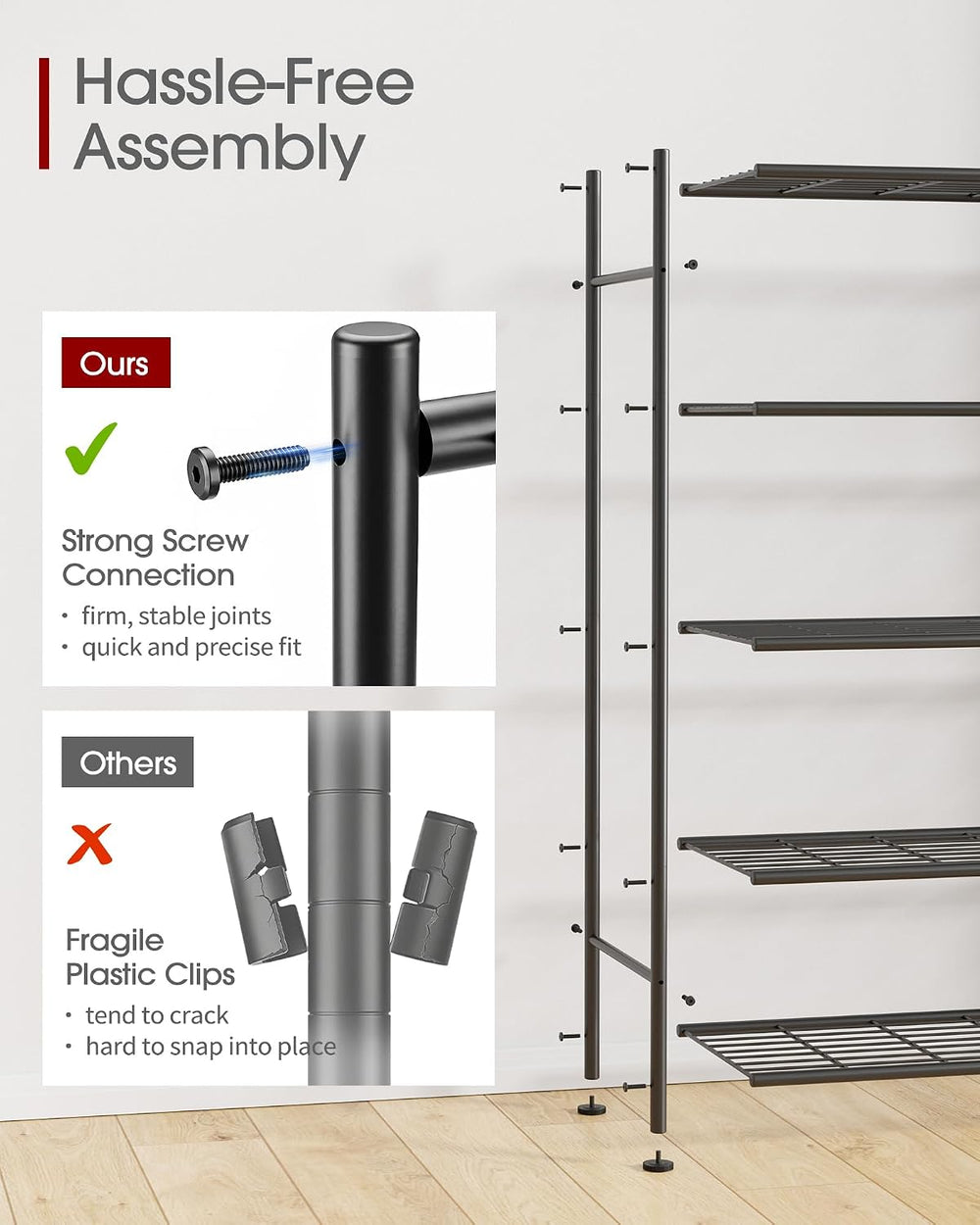 Sakugi Garage Shelving, 5-Tier Storage Shelves, 47.5"x12.5"x61"...