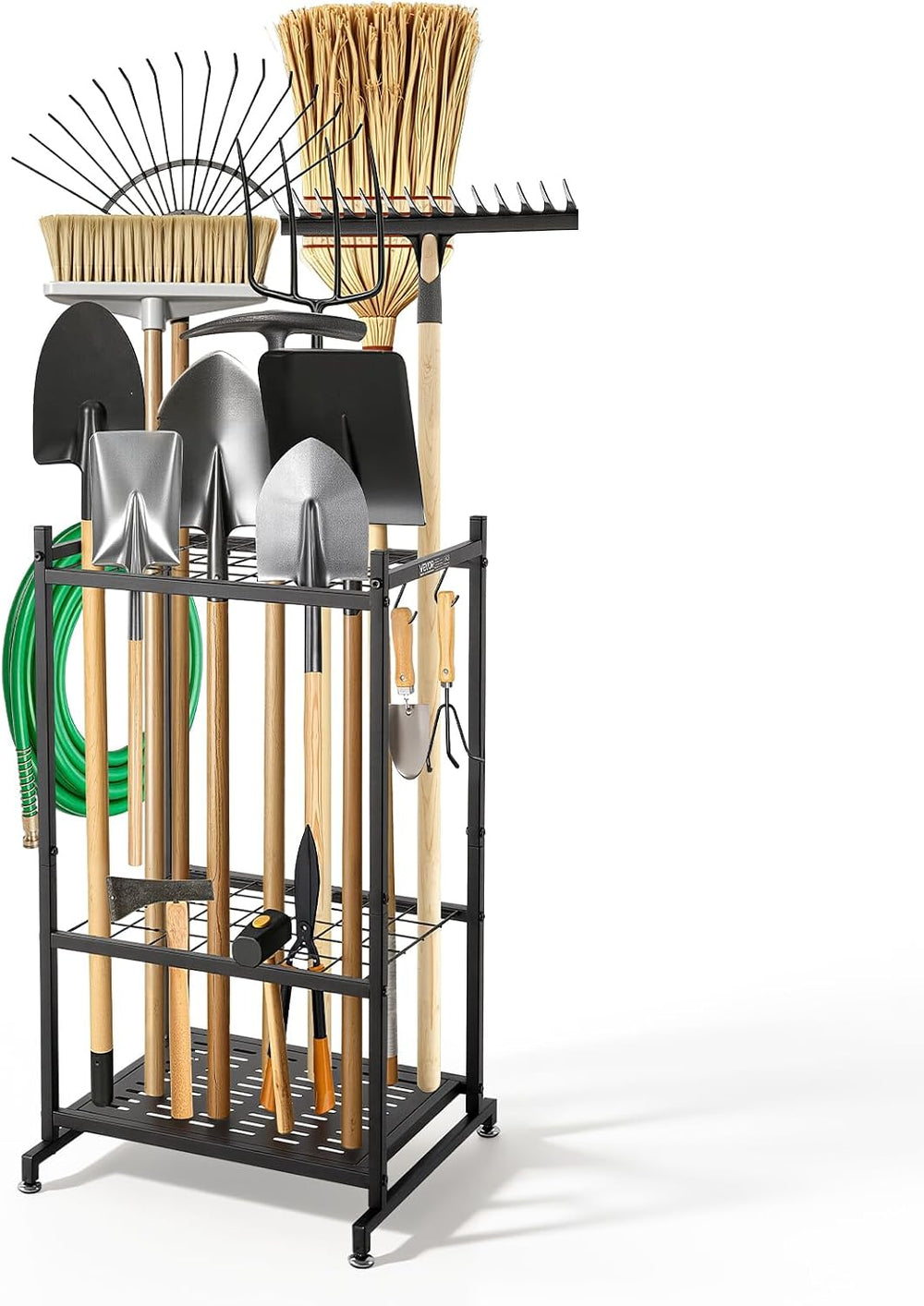VEVOR Garden Tool Organizer, 35 Slots with Hooks, Metal Garage Storage Rack