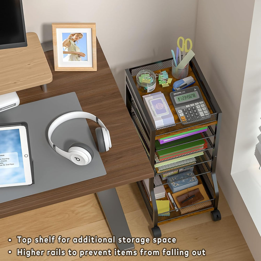 6-Tier Standing File Organizer, Rolling Under Desk Organizer for Office