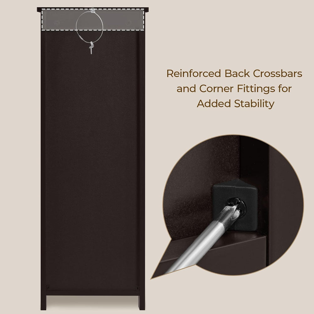 Yaheetech Bathroom Storage Cabinet, 12" W Slim 4-Drawer Design, Espresso