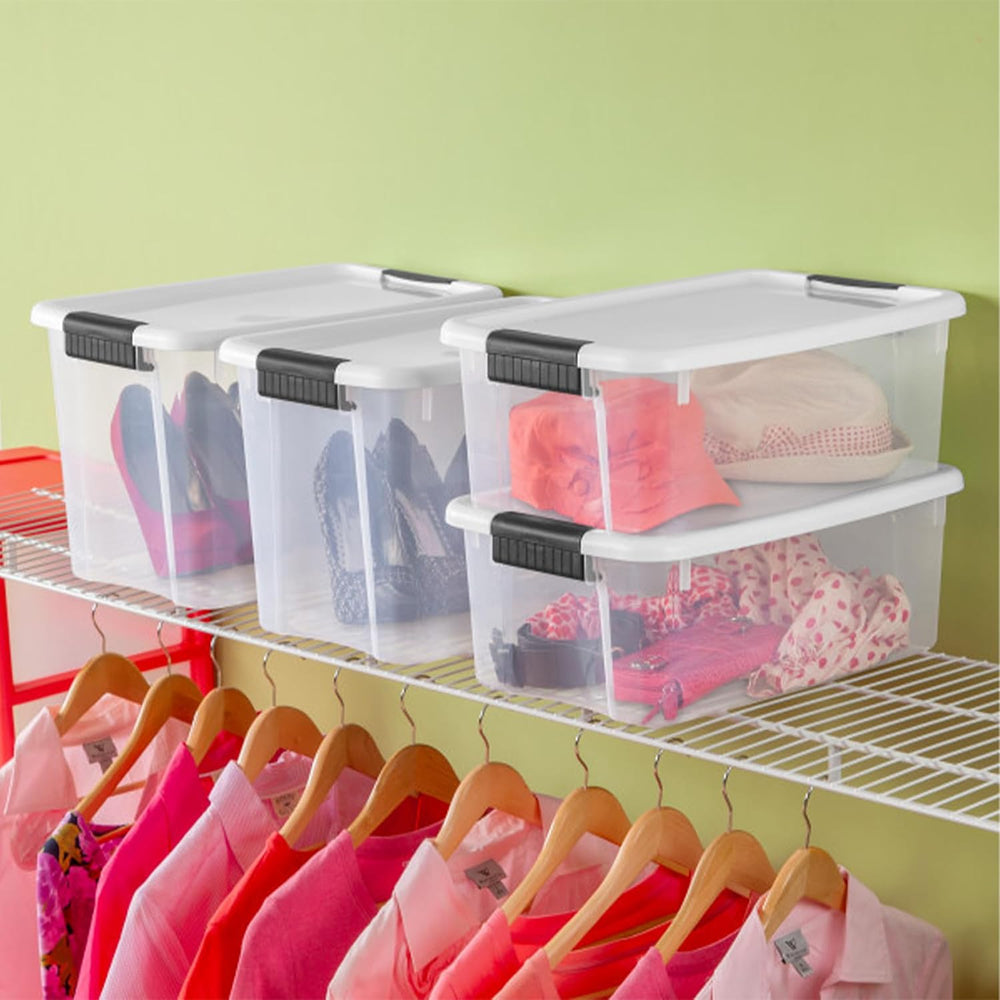 Sterilite Ultra Latch Box with Lids for Home and Office, 18 Quart, 6-Pack