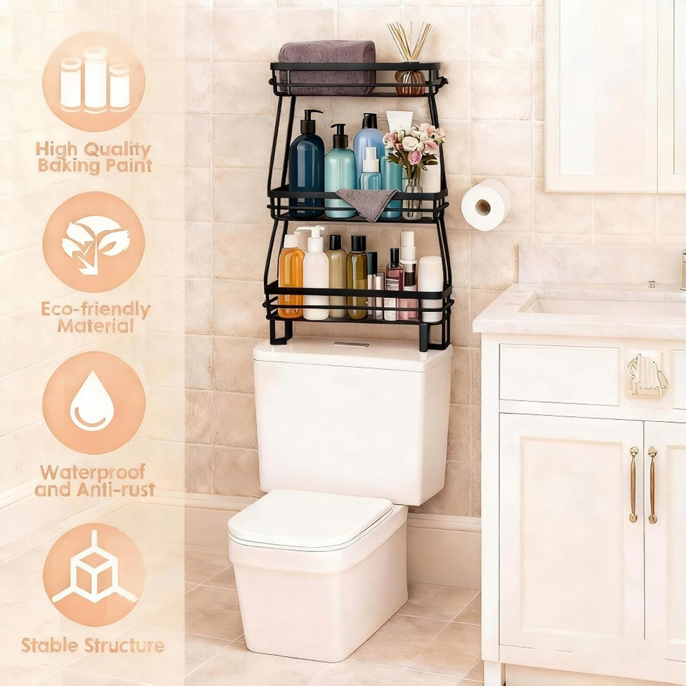 Over The Toilet Storage Rack - Bathroom Organizer Shelf, 3-Tier Floating Shel...
