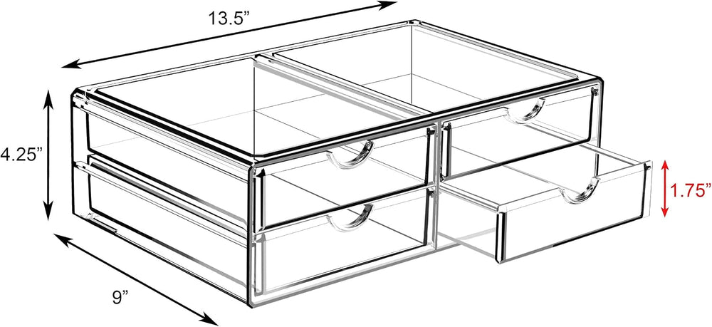 Sorbus Acrylic Drawers, Clear Makeup Organizer for Vanity (4 Drawers)
