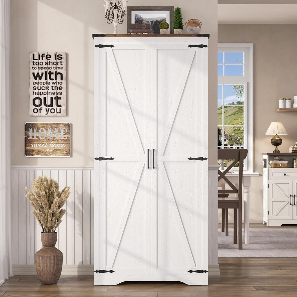 FiveWillowise 69" Tall Storage Cabinet with Adjustable Shelves, Farmhous...