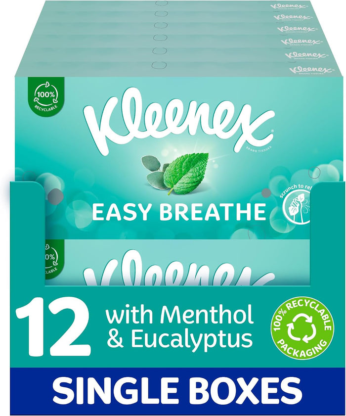 Kleenex® Easy Breathe Tissues - Natural Menthol and Eucalyptus - 12 Boxes per case