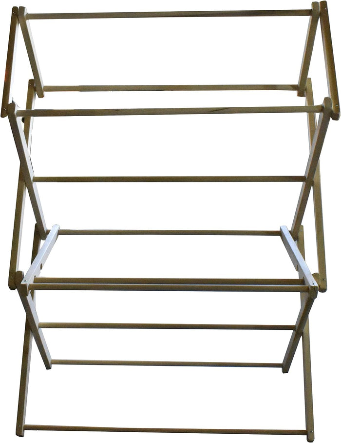 Wooden Amish Made Folding Clothes Drying Rack Handmade for Hanging Laundry (Small 3'x4.5')