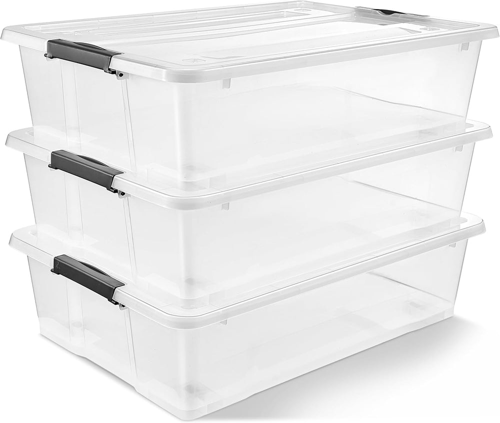 Sorbus 40 Qt Plastic Storage Bins with Lids for Under Bed Storage - Clear, St...