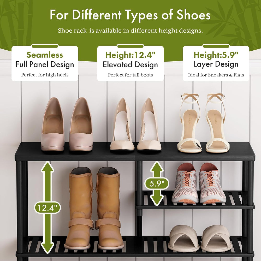 Bamboo Shoe Rack, 4 Tiers Shoe Organizer for Closet, Shoes Storage for 20-24 ...