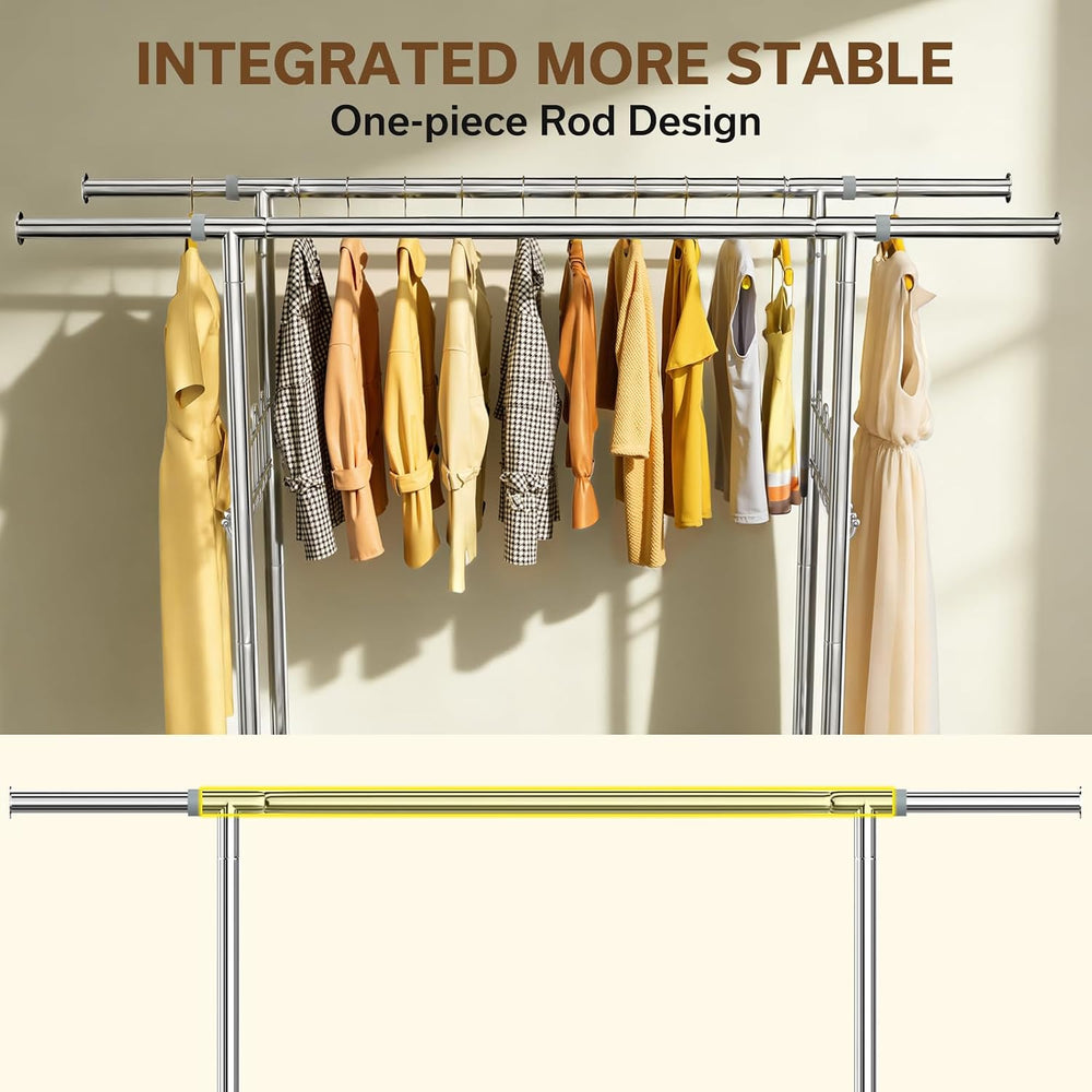 100% Stainless Steel Heavy Duty Clothes Rack Load 960LBS, Double Rod Clothing...
