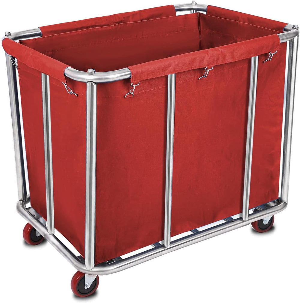 12 Bushels Laundry Cart for Commercial/Home,Heavy Duty Large Stainless Steel ...