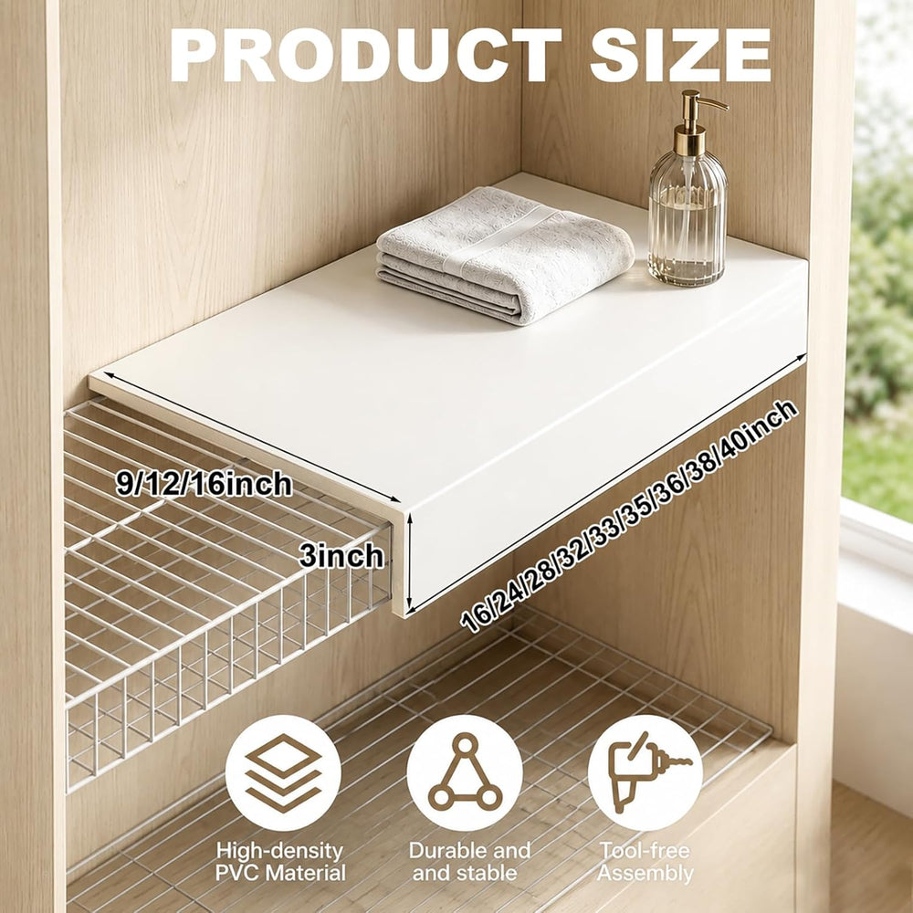 5 PCS Wire Shelf Covers PVC 32x16x3 inch for Pantry (Light Luxury White)