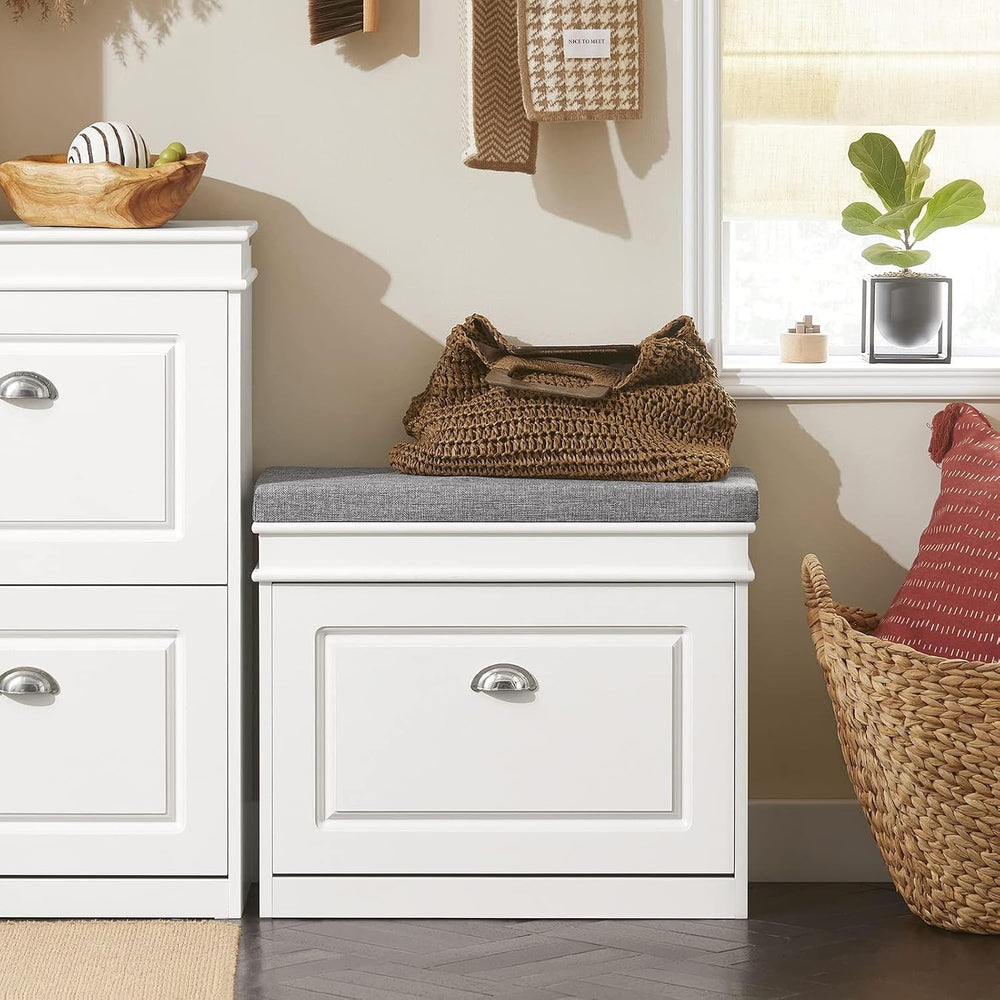 SoBuy Tiny Shoe Storage Bench, Narrow Shoe Cabinet for Entryway, Small Shoe R...