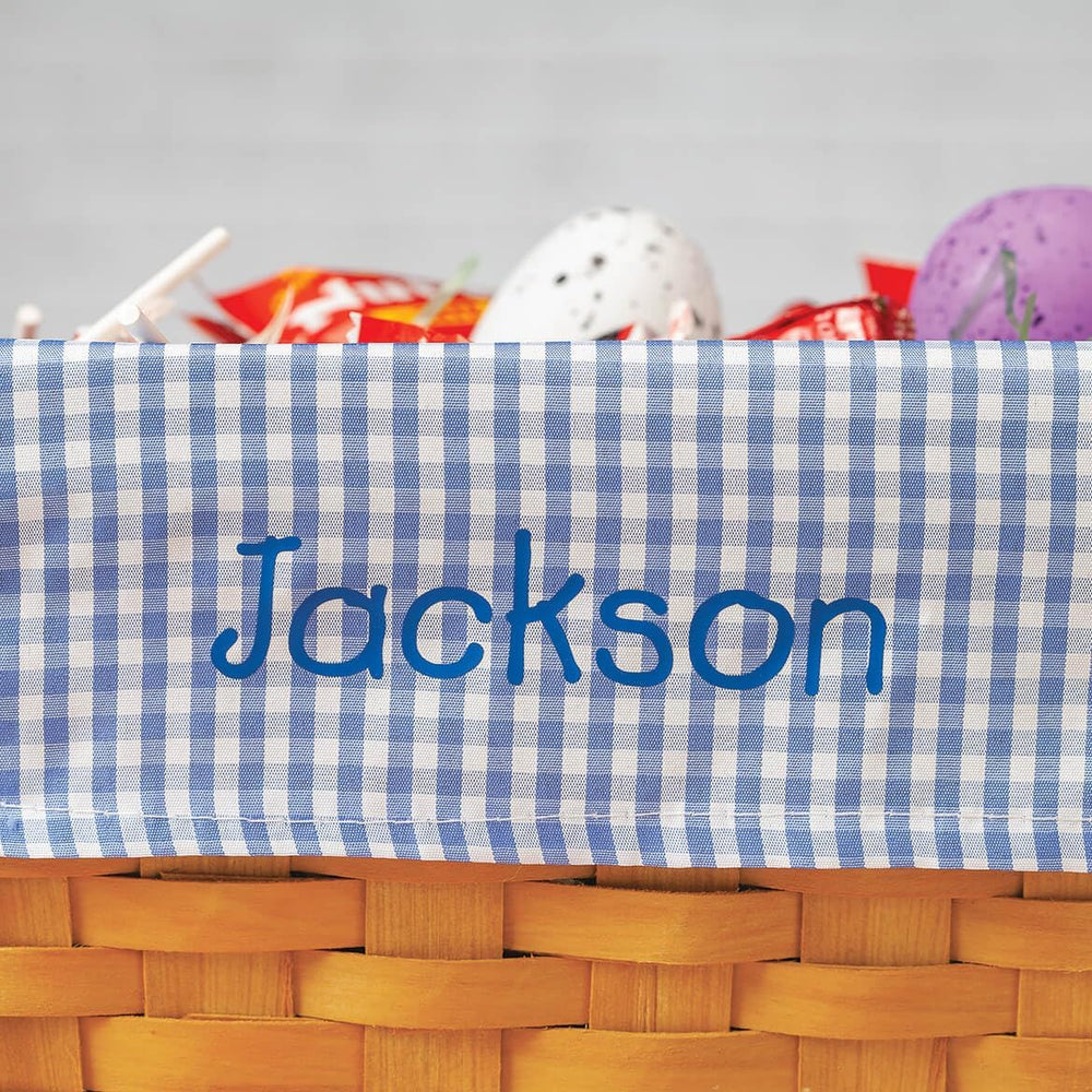 Fox Valley Traders Custom Blue Gingham Wicker Easter Basket, Easter
