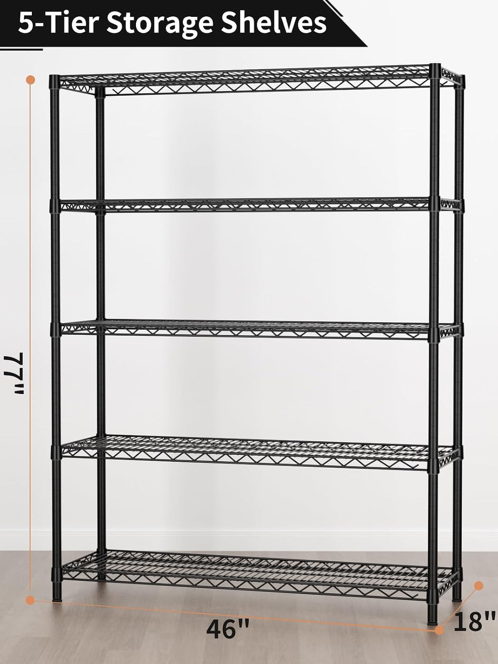 Golpart 5Tier Adjustable Storage Shelves Metal Wire Shelving Standing Shelf
