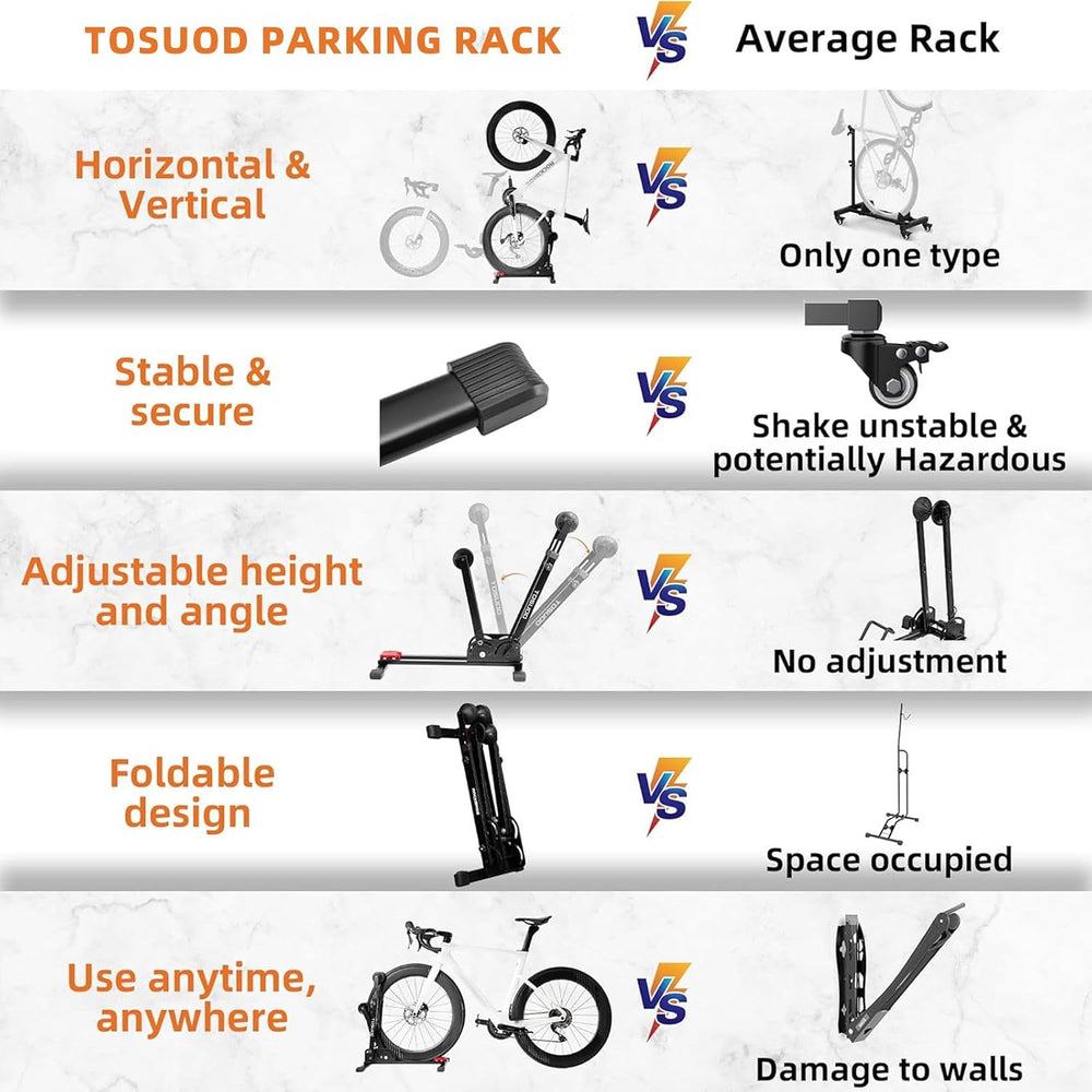 Bike Stand 2-in-1 Vertical Horiz Floor Adjustable for 24-27.5"