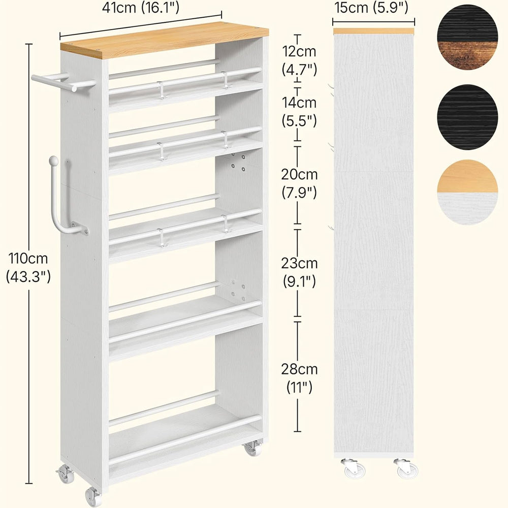 YATINEY 6 Tier Slim Storage Cart, Narrow Kitchen Cart with Wheels, Rolling Ut...
