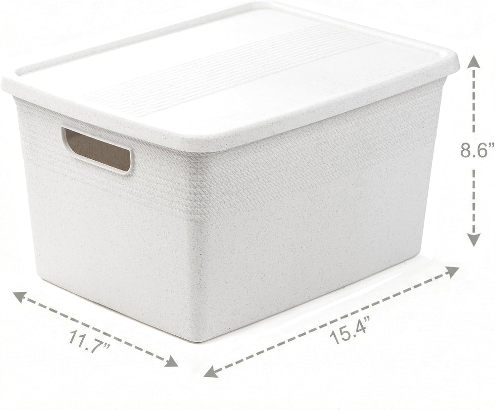 BINO | Plastic Storage Bins with Lids, 22 Liter - 3 Pack, White | THE BRAIDED...