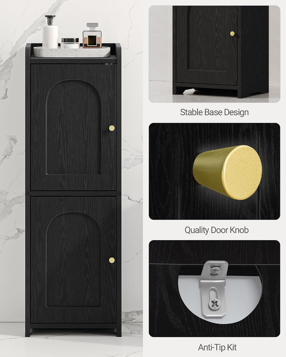 Hzuaneri Bathroom Storage Cabinet, Small Corner Floor Cabinet with 2 Doors