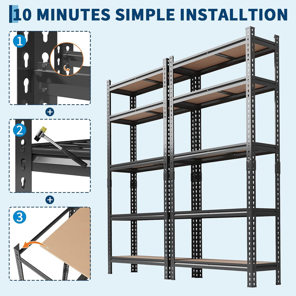GarveeLife Heavy Duty Adjustable Metal Storage Rack - 5-Tier Utility Shelving...