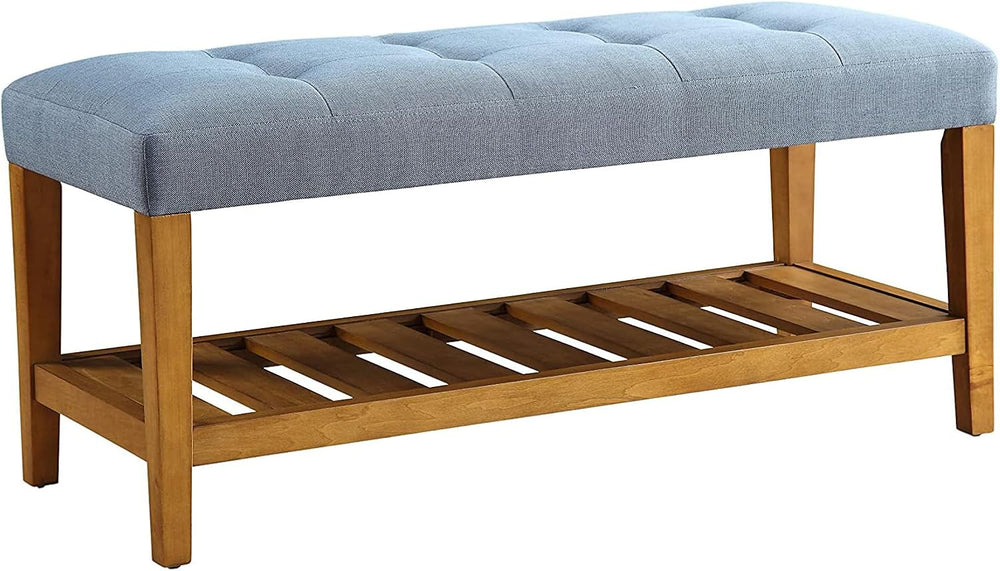 Acme Furniture 96684 Charla Bench, Blue & Oak, One Size
