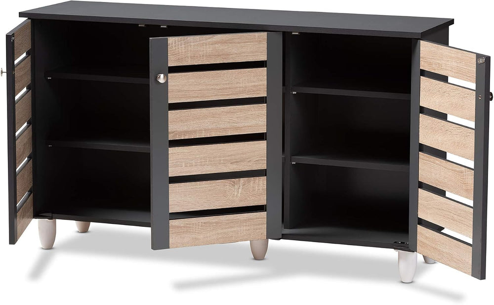 Baxton Studio Shoe Cabinets, One Size, Oak/Dark Gray