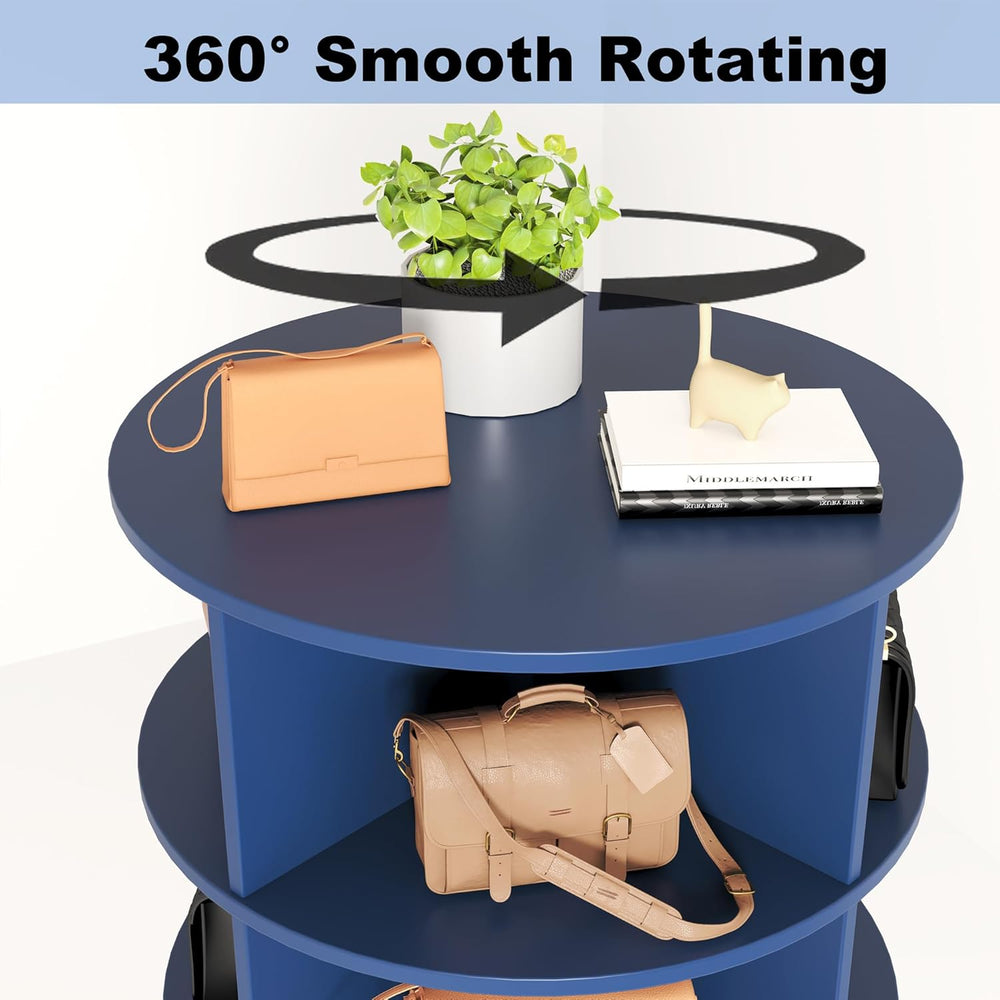 Rotating Shoe Rack Tower, Wooden Spinning Shoe Organizer, Free Standing 360° ...