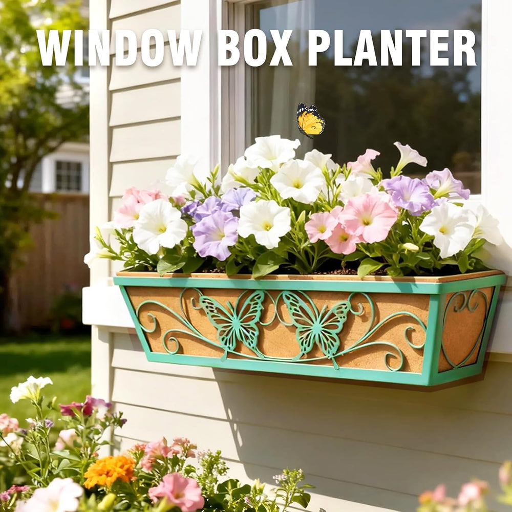6 Pack 24 Inch Window Boxes Planter for Outdoor Plants Deck Railing Planters ...