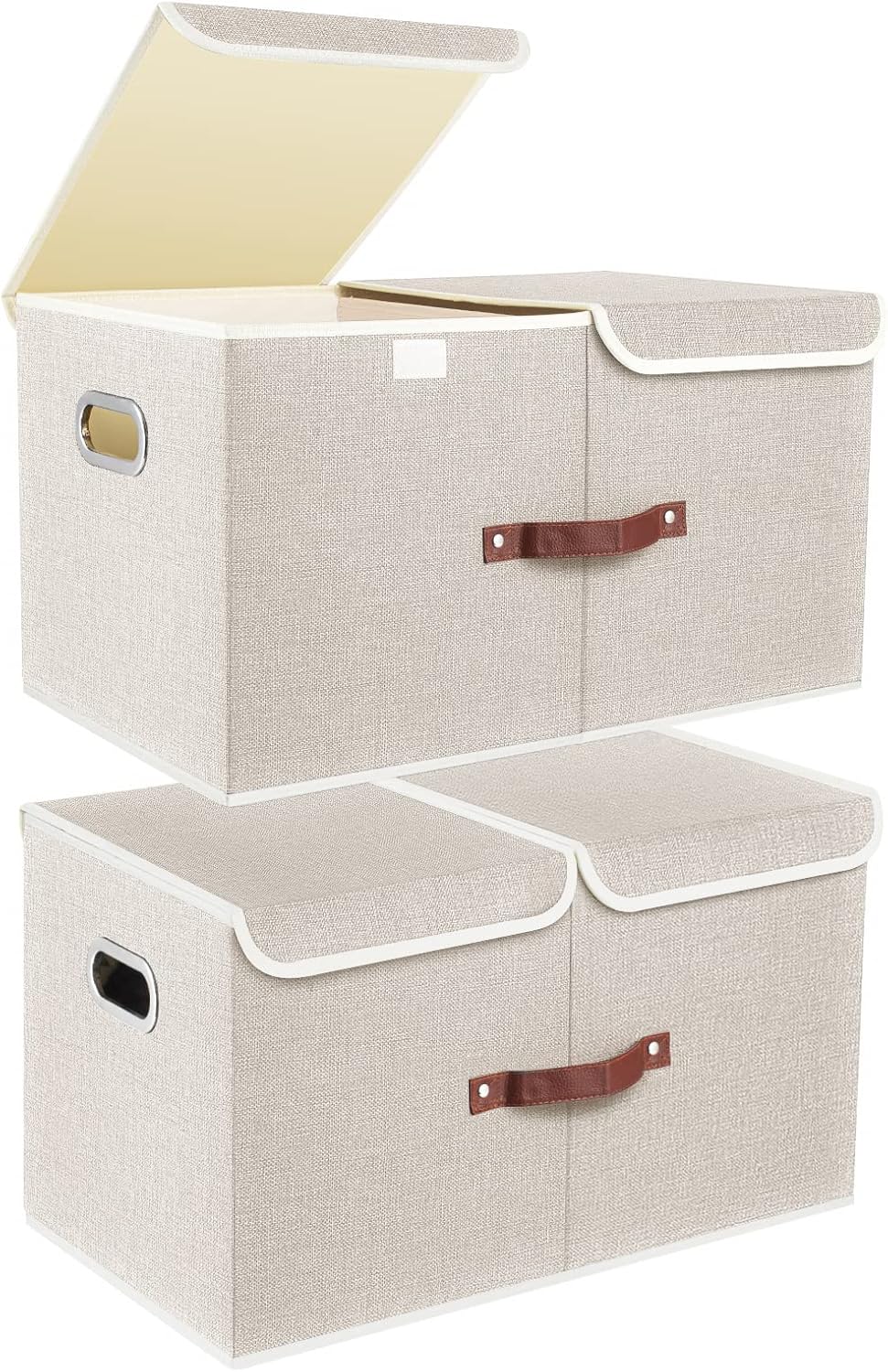 TYEERS Extra Large Collapsible Storage Bins with Lids and Compartments, Washa...