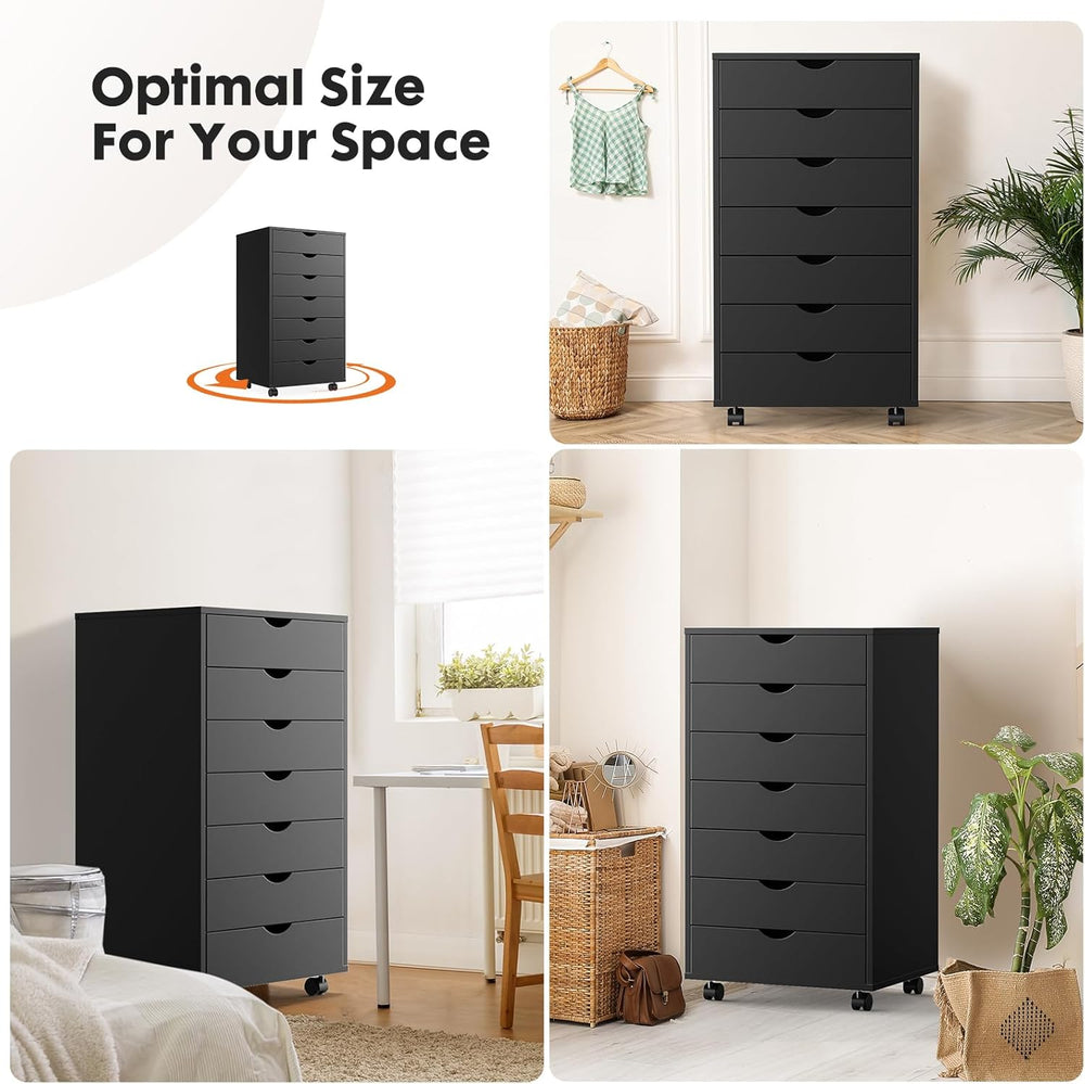 OLIXIS 7 Drawer File Cabinet on Wheels, Printer Stand
