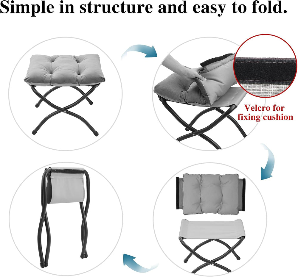 15"(H) Folding Ottoman, Foldable Footrest Stool, Portable Small Foot Sto...