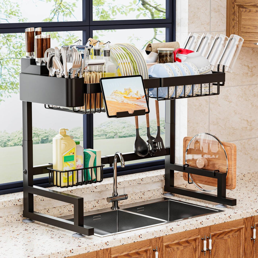 ilvvan Over Sink Dish Drying Rack (Expandable Height/Length) Snap-On Design L...