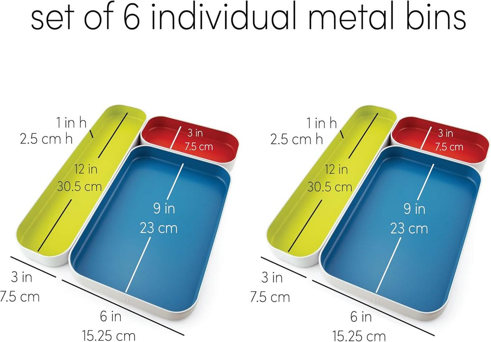 Three by Three Seattle Metal Drawer Organizer Tray Set, 6-Pc (Multicolor)