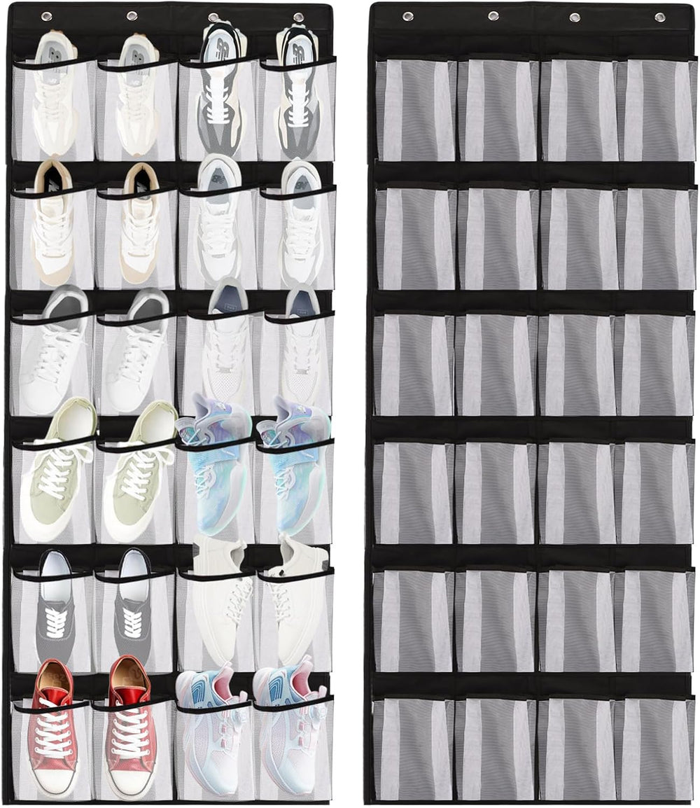 ASelected Hanging Door Organizer 2Pcs 48 Large Mesh Pockets 8 Hooks Hanging S...