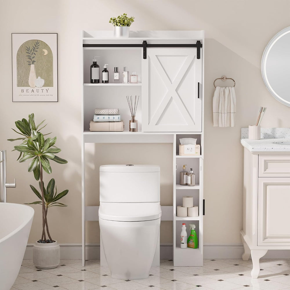MU Over The Toilet Storage Cabinet with Side Shelves, Bathroom Storage Organi...
